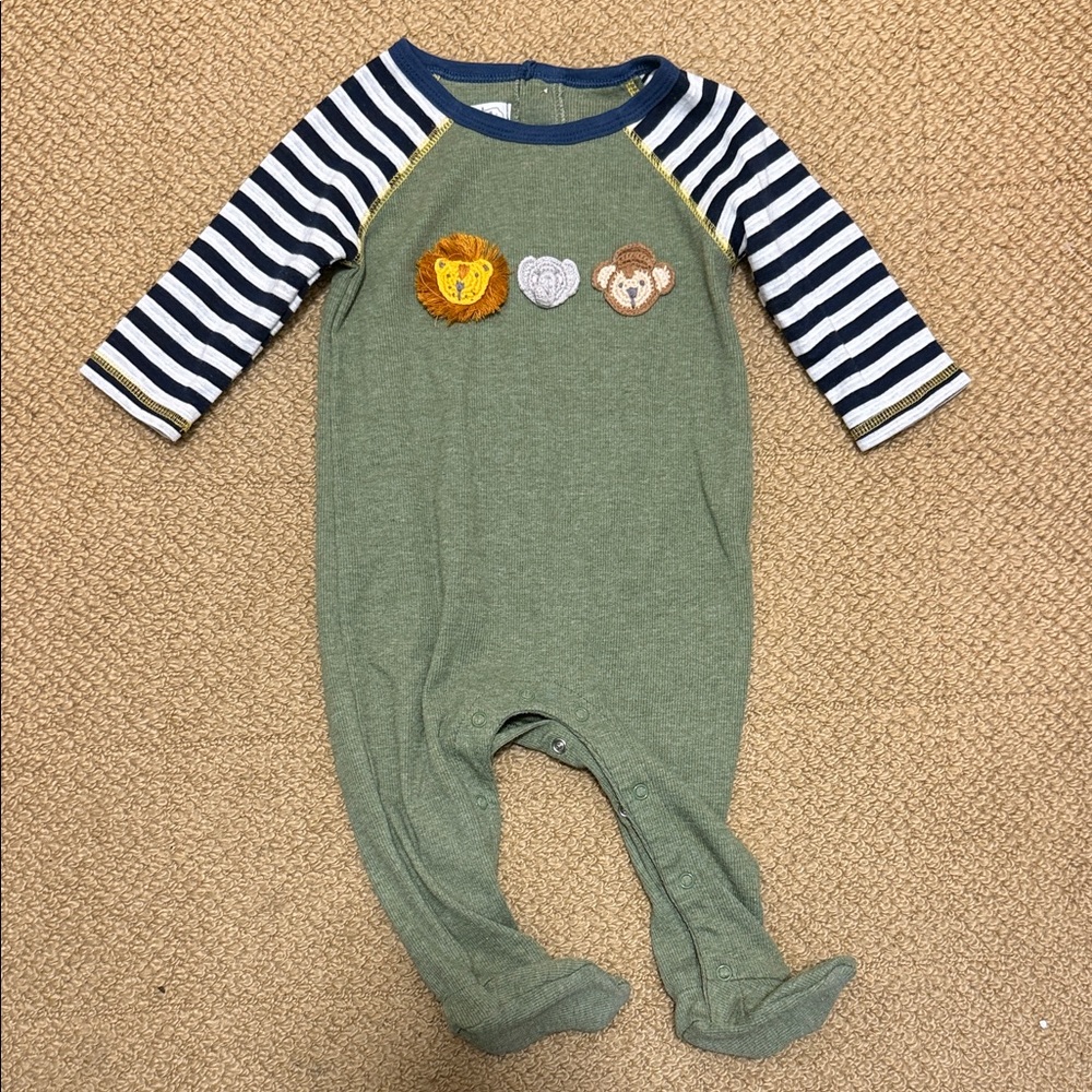 Mudpie 6-9 months Green Striped Kids One Piece